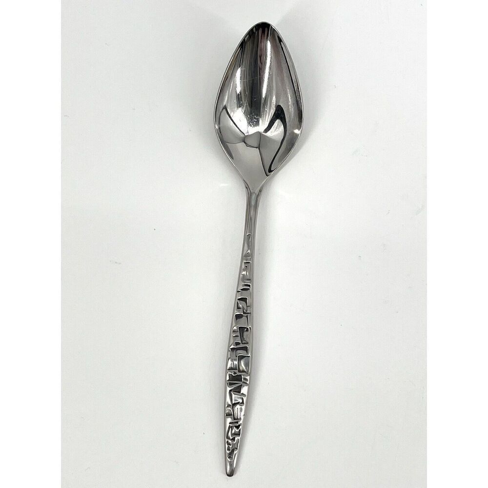 International Lyon Cortez Aztec Stainless Brutalist Place Soup Spoon 7 3/8”